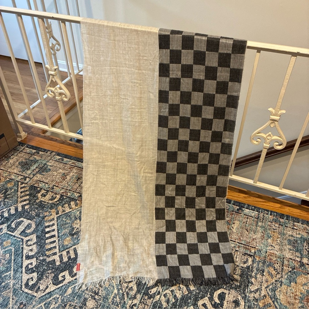 Kuna Alpaca/Silk Rectangle Scarf, Checkerboard Pa… - image 1